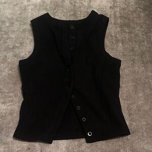 Sleeveless Black Button-Up Top
